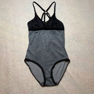 XOXO Black and Gray Strappy Bodysuit